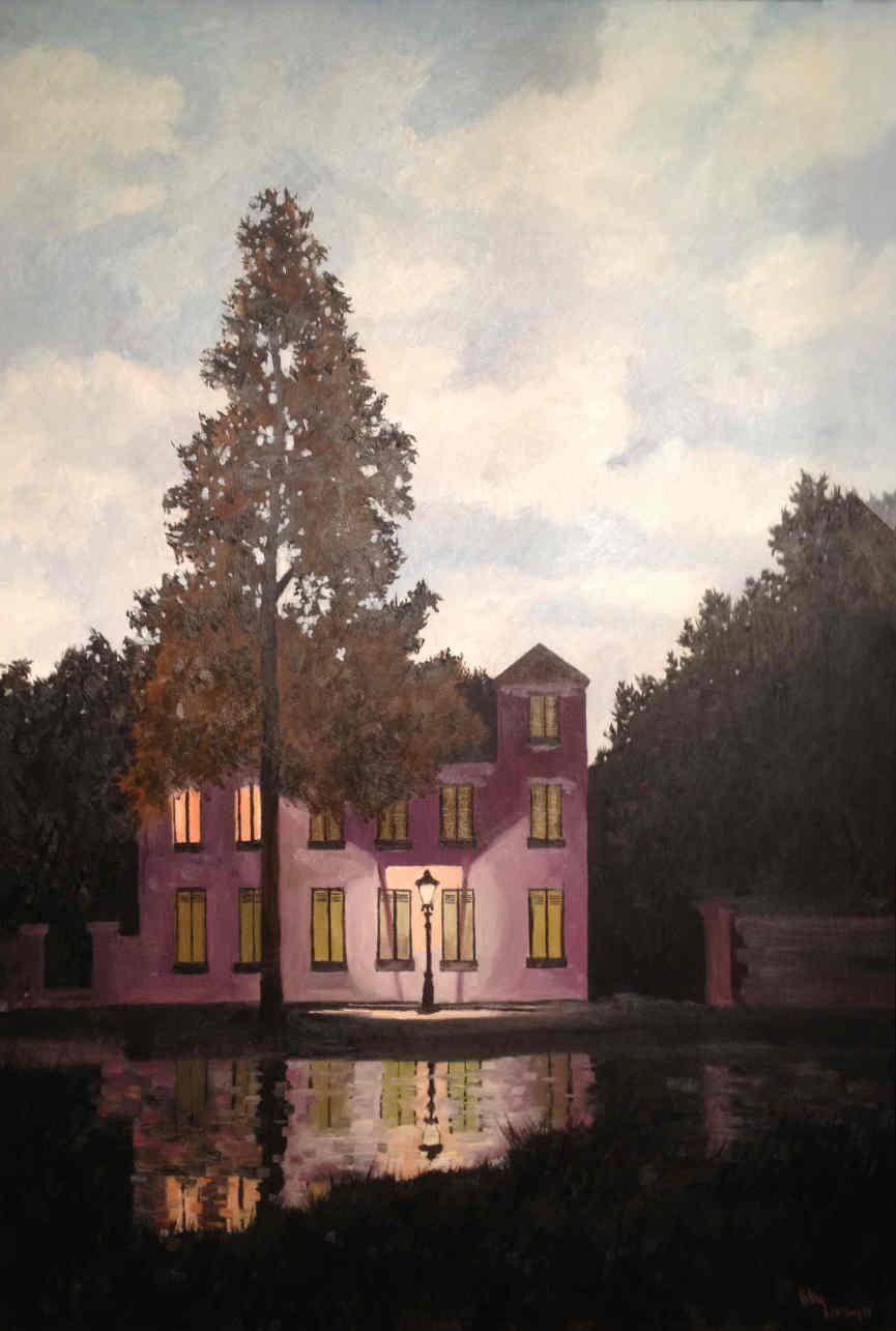 l'empire des lumieres 1973, 25inx38in, Oil on panel